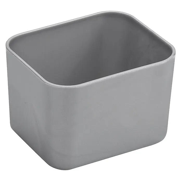 Sunware Aufbewahrungsbox Q-Line Basket - L x B x H: 7 x 6 x 4,8 cm, Kunststoff, Metallfarbig - Grauer rechteckiger Behälter mit abgerundeten Ecken, ideal für Büro oder Zuhause zur Aufbewahrung von Gegenständen.