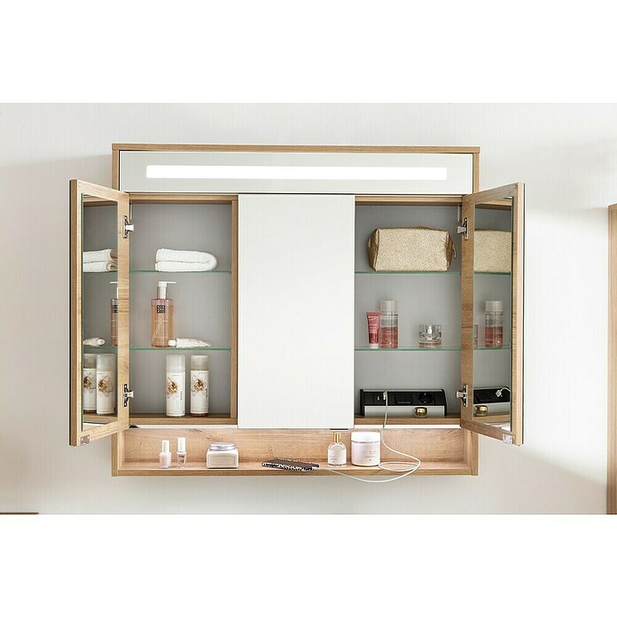 LED-Spiegelschrank Natura (B x H: 15,5 x 84 cm, Mit Beleuchtung) | BAUHAUS