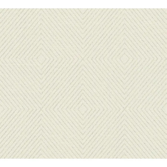A.S. Création Metropolitan Stories Vliestapete Kachel - Creme, Grafisch, 10,05 x 0,53 m - Cremefarbene geometrische Tapete mit Rautenmuster für ein stilvolles und modernes Wohnambiente.