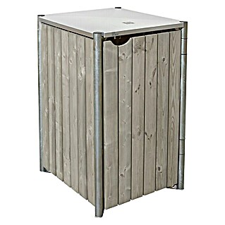 Hide Mülltonnenbox (80,7 x 69,7 x 115,2 cm, Passend für: 1 Mülltonne 180 - 240 l, Holz, Natur/Grau)