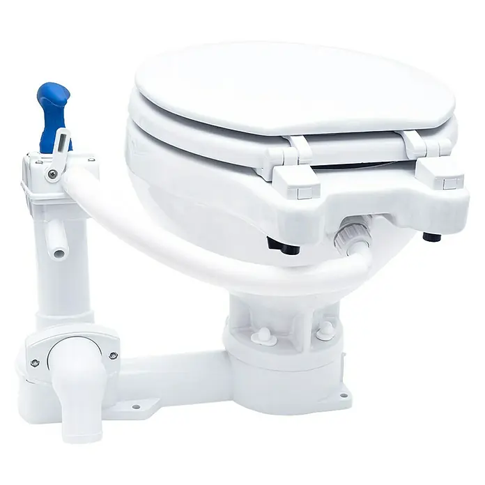 Albin Pump Bordtoilette Manuell Kompakt - L x B x H: 40 x 45 x 34 cm, Keramik - Bild einer tragbaren Marine-Toilette.