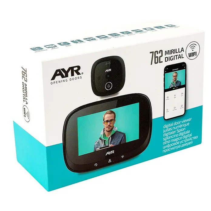 AYR Mirilla digital 762 - Grosor de la puerta: 35 mm - 120 mm - La cámara de puerta WiFi digital AYR 762 ofrece una vigilancia cómoda y una seguridad mejorada para su hogar.