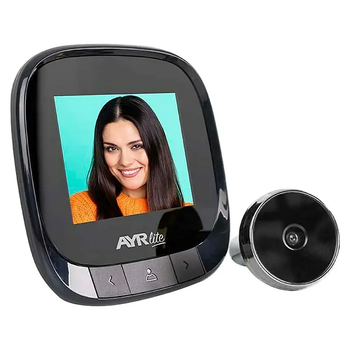 AYR Mirilla digital 9001 - Negro, Grosor de la puerta: 35 mm - 120 mm - Cámara de puerta inteligente AYR Lite con pantalla integrada para ver a los visitantes y mejorar la seguridad de tu hogar.
