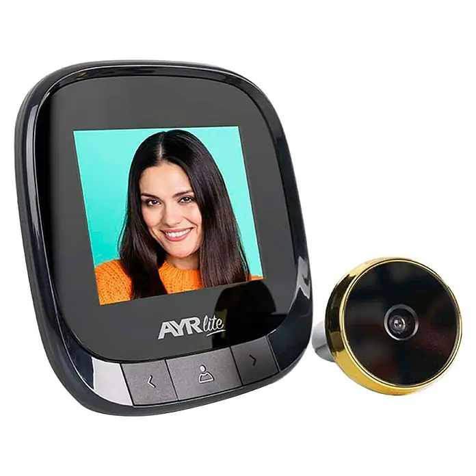 AYR Mirilla digital 9001 - Dorado, Grosor de la puerta: 35 mm - 120 mm - Mirilla digital inteligente con pantalla y cámara. Vigila tu puerta principal con este avanzado sistema de seguridad.