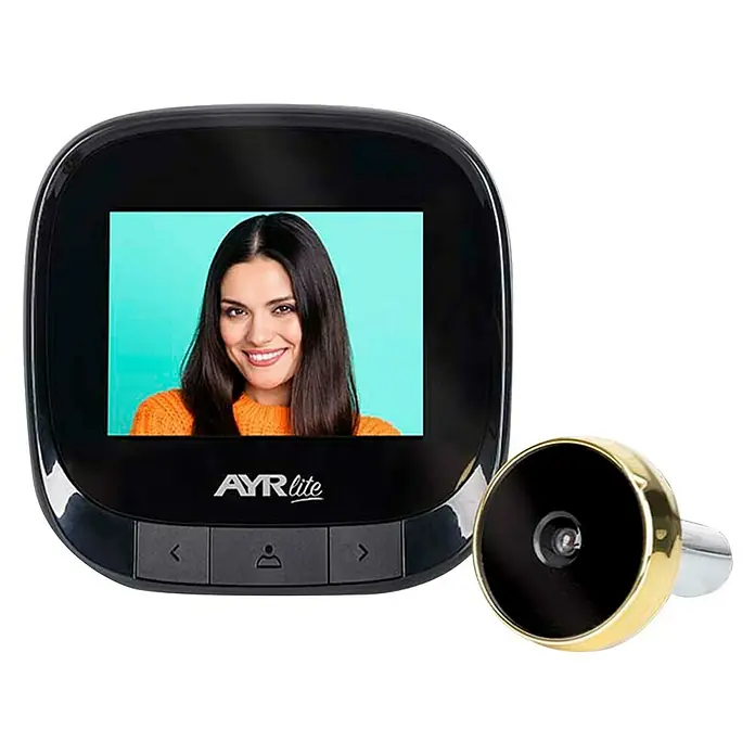 AYR Mirilla digital 9001 - Dorado, Grosor de la puerta: 35 mm - 120 mm - Mirilla digital inteligente con pantalla LCD para visualización de visitantes y mayor seguridad.