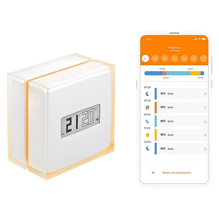 Netatmo Termostato inteligente - L x An x Al: 2,2 x 8,3 x 8,3 cm - Termostato inteligente con control por app para la regulación de la temperatura en la casa.