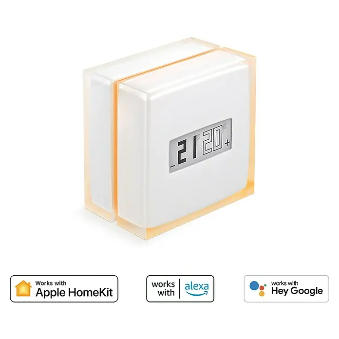 Netatmo Termostato inteligente - L x An x Al: 2,2 x 8,3 x 8,3 cm - Un termostato de radiador inteligente con pantalla LED, compatible con Apple HomeKit, Alexa y Google Assistant.