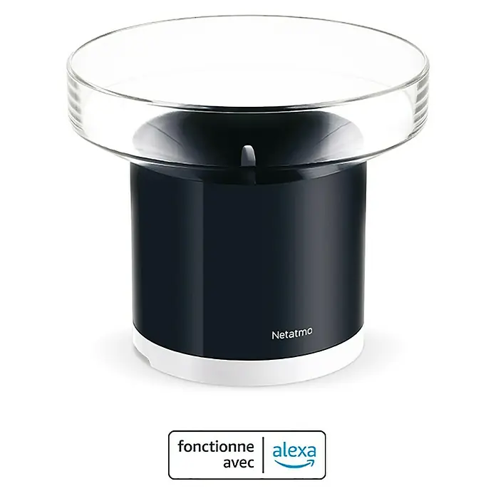 Netatmo Pluviómetro - Funciona con pilas, Diámetro: 13 cm, Negro - Pluviómetro Netatmo para estación meteorológica inteligente, mide con precisión la lluvia y es compatible con Alexa.