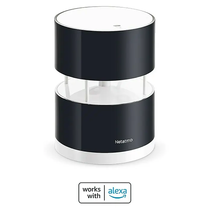 Netatmo Anemómetro - Funciona con pilas, Diámetro: 8,5 cm, Negro - El monitor de calidad del aire interior Netatmo Smart mide la calidad del aire interior. Es compatible con Alexa.