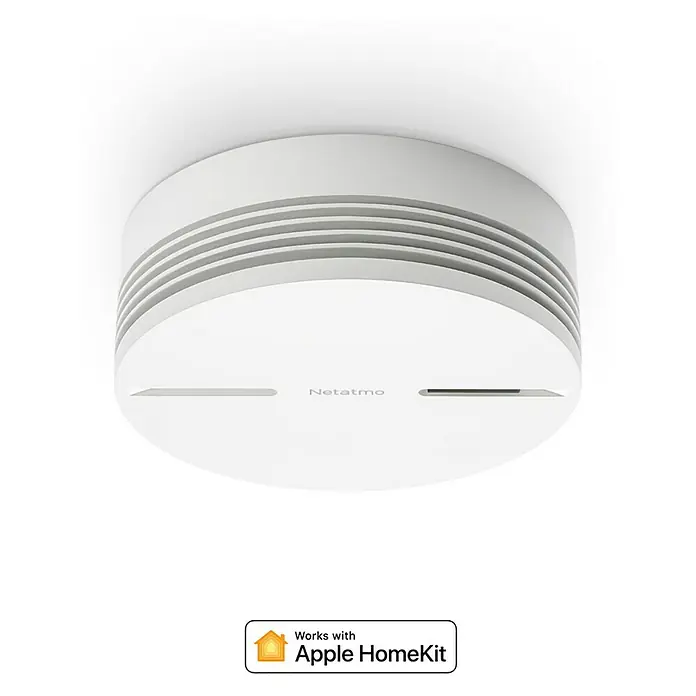 Netatmo Detector de humo inteligente - Diámetro: 11,5 cm, Duración de batería: 10 años, Señal de alarma: 85 dB - Detector de humo Netatmo con soporte para Apple HomeKit. Protección confiable para tu hogar, fácil de instalar y usar.