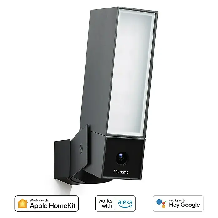 Netatmo Cámara de vigilancia Inteligente - Negro, Ángulo de detección: 100 °, Alcance de detección: 15 m - El sistema de seguridad Netatmo Presence con iluminación inteligente y compatibilidad con Apple HomeKit, Alexa y Google Assistant.
