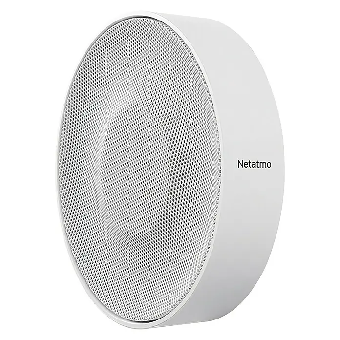 Netatmo Sirena interior - Específico para: Cámara Interior Inteligente Netatmo - Detector de humo inteligente Netatmo con diseño de malla fina y el logotipo de Netatmo, seguridad moderna para su hogar.