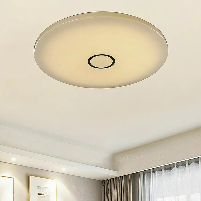 Tween Light Plafón LED redondo Skyler Flat - 55 W, Ø x Al: 74 x 10 cm, Blanco, Multicolor - Moderna lámpara de techo LED con un diseño redondo y un acento negro central, ideal para interiores contemporáneos.