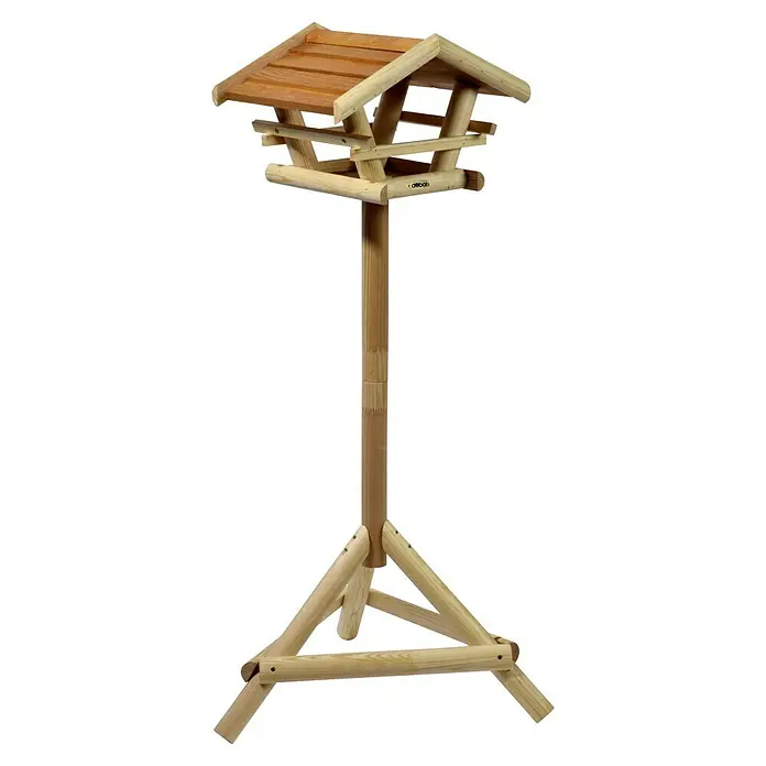 Dobar Vogelhaus Bernie Bernstein - 44 x 44 x 101 cm, Holz, Braun - Elegantes Holz-Vogelhaus auf Ständer. Das Vogelhaus bietet Vögeln einen sicheren Futterplatz und ist ein Hingucker für jeden Garten.