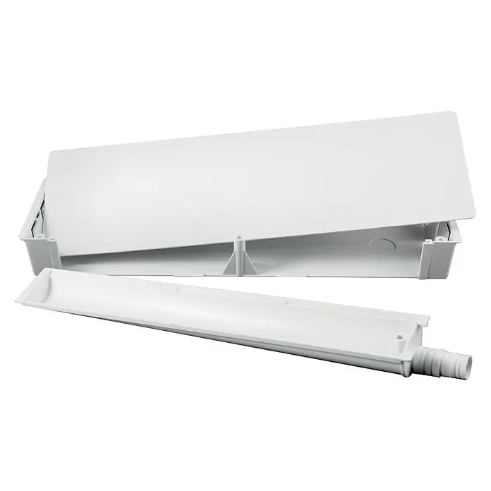 ZimaKlima Caja de instalación reversible - Blanco, Apto para: Aire acondicionado - Desagüe de condensados blanco con forma de caja. Un accesorio práctico para sistemas de aire acondicionado y ventilación para drenar el agua de condensación de forma segura.