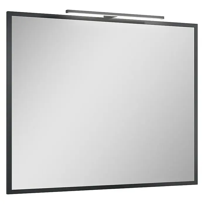 Inspira LED-Lichtspiegel - 100 x 80 cm, Black, Rechteckig - Ein rechteckiger Spiegel mit schwarzem Rahmen und integrierter Beleuchtung. Ideal für Badezimmer oder Ankleidezimmer.