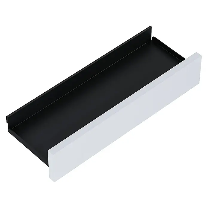 Inspira Badablage - Breite: 40 cm, Stone/Schwarz - Aufnahme des Schubladenelements mit schwarzem Innenraum und weißer Front, das sich perfekt in jedes moderne Möbeldesign einfügt.