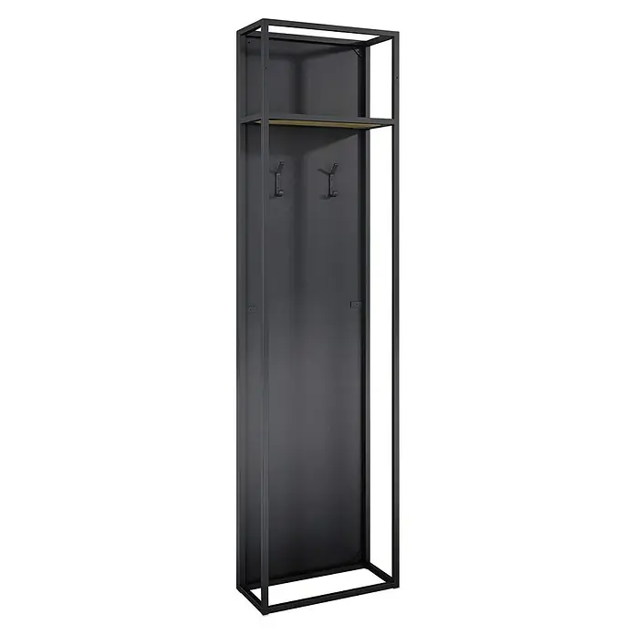 Inspira Spiegelschrank - B x H: 50 x 190 cm, Black - Schwarze Garderobe mit minimalistischem Design. Der offene Rahmen bietet Platz für Jacken und Accessoires.