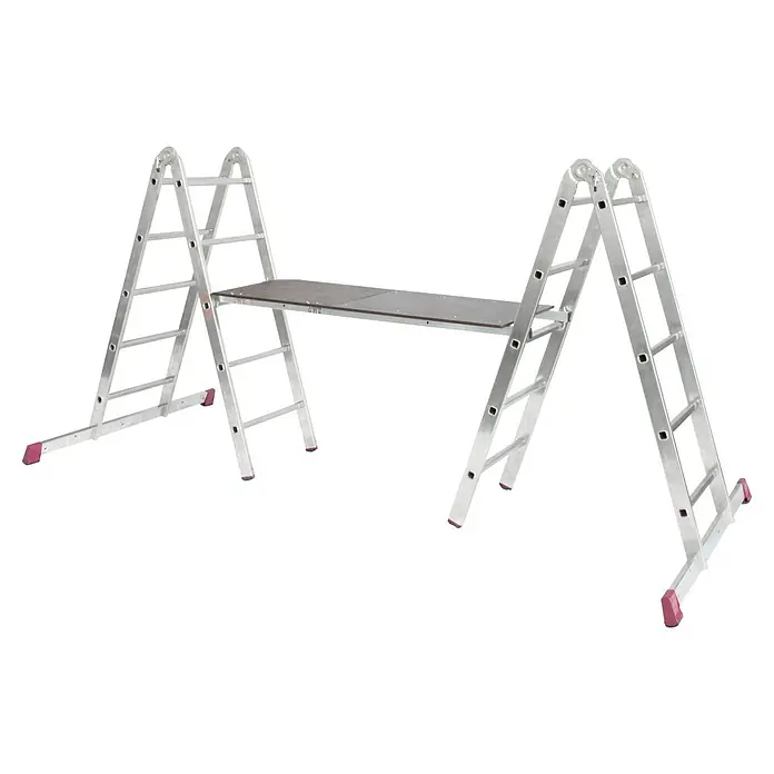 Krause Corda Gelenkgerüst - Arbeitshöhe: 4 m, Belastbarkeit Plattform: 135 kg - Aluleiter Gerüst mit Plattform. Die Leiter bietet eine sichere Arbeitsfläche für diverse Aufgaben.