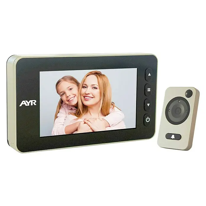 AYR Face Mirilla digital 755 - Níquel, Espesor de la puerta: 38 mm - 110 mm - Mirilla digital inteligente con monitor y cámara para mayor seguridad y comodidad en el hogar.