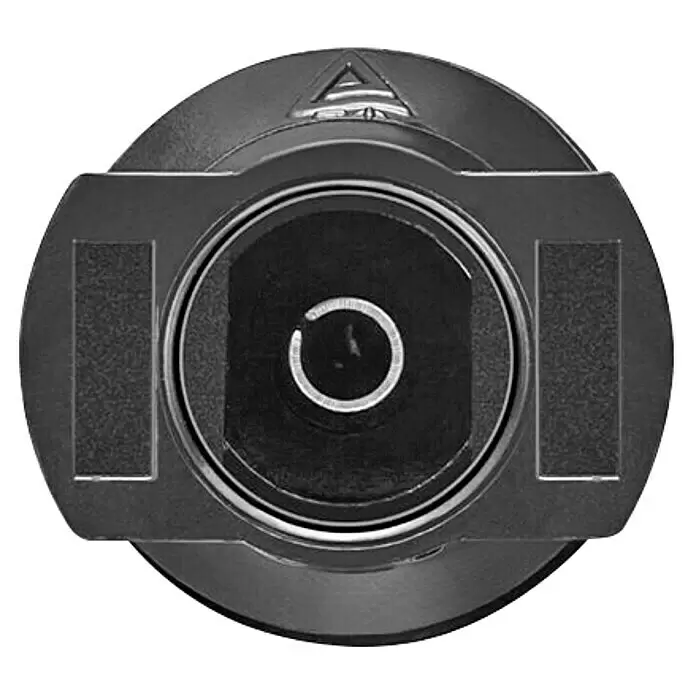 EcoFlow Cable solar MC4 a XT60 - 5 m - Conector eléctrico gris oscuro con apertura circular y anillo interior blanco en forma de C, con un símbolo triangular arriba.