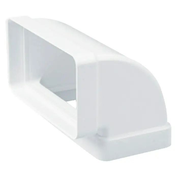 Codo vertical rectangular Tubpla - 150 mm, 45 ° - Cubierta de conducto rectangular blanca para sistemas de ventilación, ideal para edificios residenciales y comerciales.