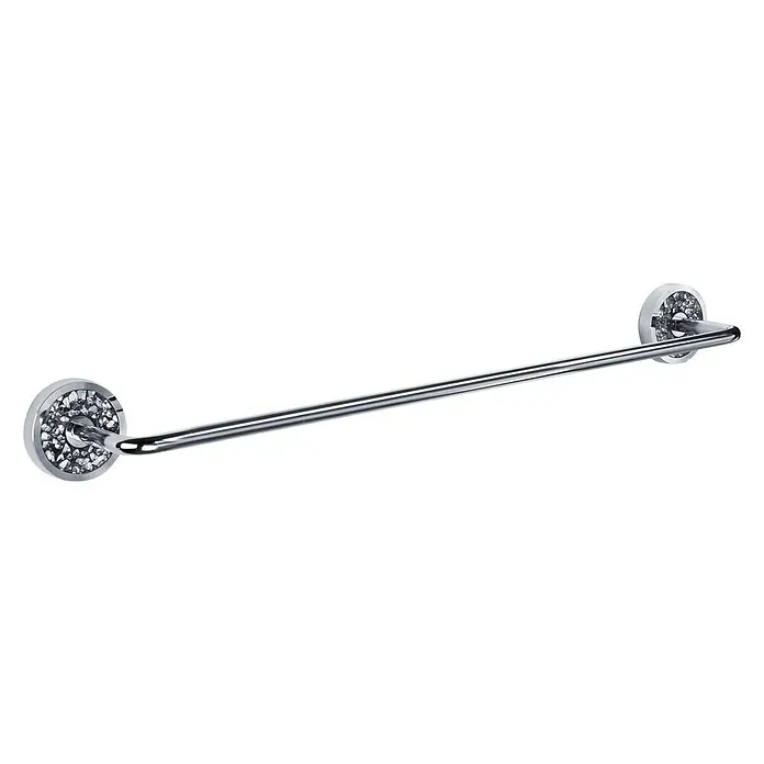 Toallero de barra Mosaico - Largo: 48 cm, Cromado/Gris - Toallero cromado con extremos adornados con cristales, un elegante accesorio de baño para baños con estilo.