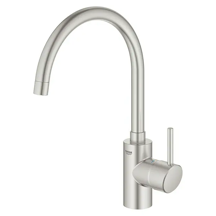 Grohe Concetto Spültischarmatur - Edelstahl, Schwenkbar - Ein moderner, gebürsteter GROHE Einhand-Küchenmischer mit hohem Auslauf und elegantem Hebeldesign für stilvolle Küchen.