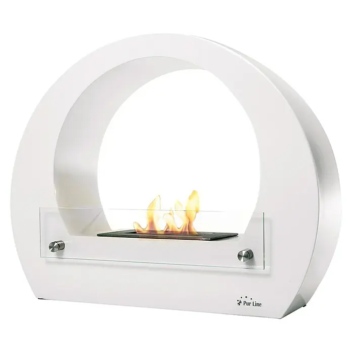 Purline Chimenea de bioetanol Saturn - L x An x Al: 17,5 x 64 x 51,5 cm, Blanco - La chimenea de bioetanol Purline es un elemento decorativo elegante. Esta chimenea de mesa tiene forma redonda y diseño elegante.