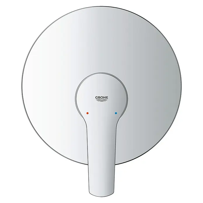 Grohe Start Grifería empotrada de ducha - Cromo, Brillante - Primer plano de un elegante mezclador monomando Grohe con rosetón redondo, que muestra su diseño minimalista para baños modernos.