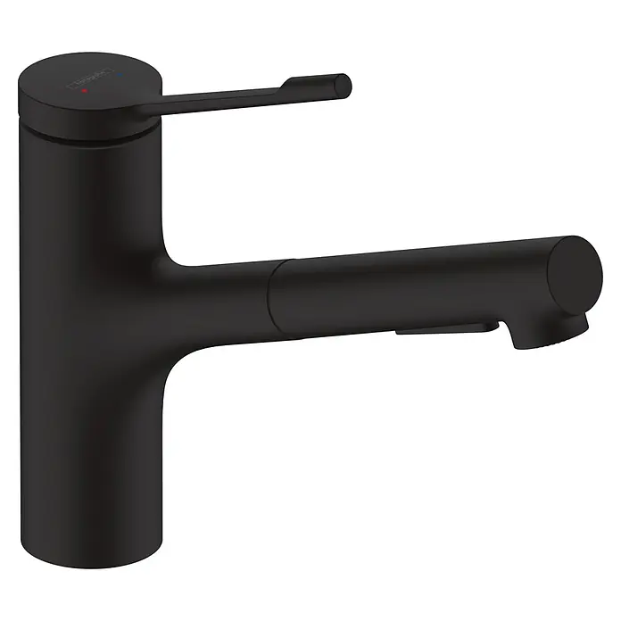 Hansgrohe Grifo de cocina Zesis - Negro, Mate, Extensible - Un moderno grifo de cocina negro mate de Hansgrohe con manija de palanca y rociador extraíble para mayor estilo y funcionalidad.