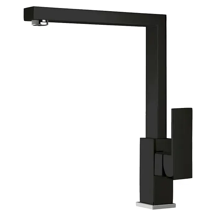 Grifo de cocina Escuadra Maya - Negro, Mate - Grifo de cocina negro moderno con un elegante diseño cuadrado. Funcional y elegante para cualquier cocina moderna.