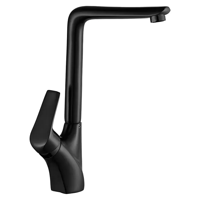 Grifo de cocina Corina - Negro, Mate, Sistema de apertura en frío - Un grifo negro elegante y moderno con un diseño minimalista, perfecto para cualquier cocina o baño.