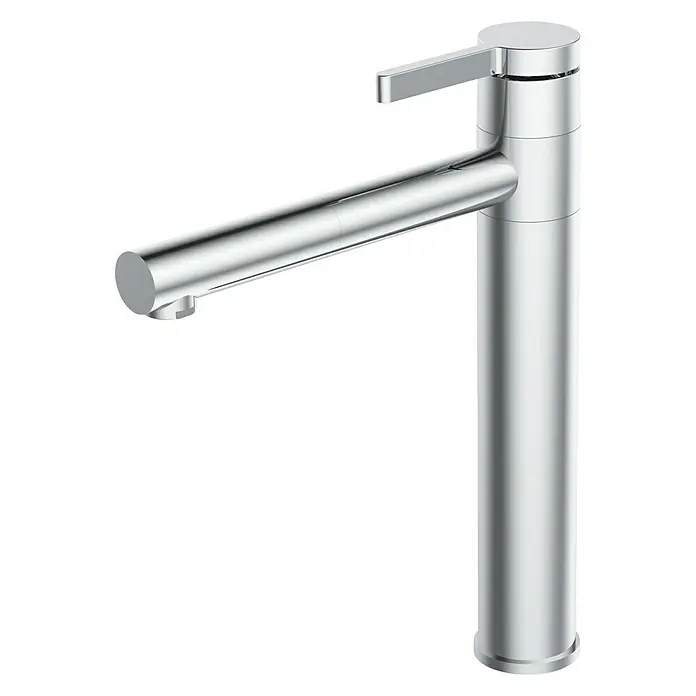 Grifo de cocina Aries - Cromo, Brillante - Grifo de lavabo alto y moderno en cromo con líneas limpias y diseño minimalista para baños y aseos elegantes.