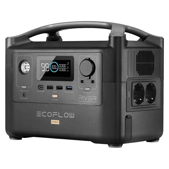 EcoFlow Powerstation RIVER Pro720 Wh, 600 W Diagonal View