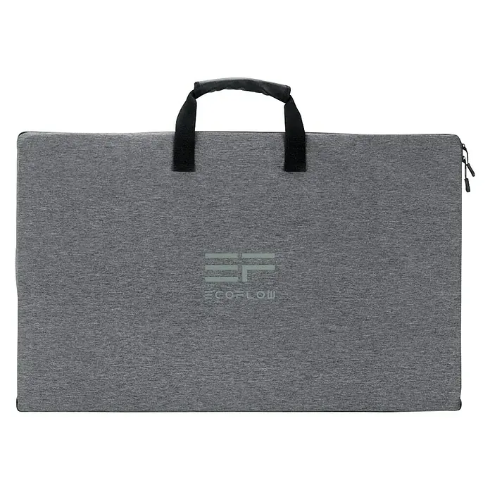 EcoFlow Solarmodul faltbar - L x B x H: 157 x 68 x 2,4 cm, 160 W - Graue EcoFlow Tragetasche mit Tragegriff und Reißverschluss, ideal zum Transport von Solarmodulen oder Powerstations.