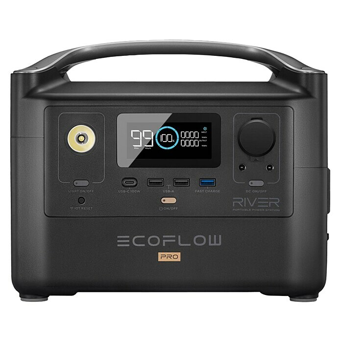 EcoFlow Powerstation RIVER Pro720 Wh, 600 W Front View