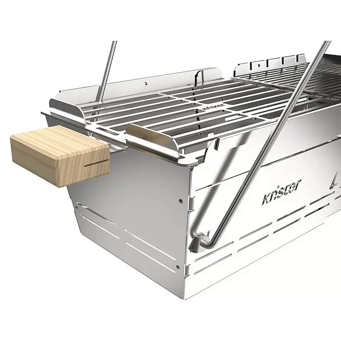 Knister Holzkohlegrill Premium - Grillfläche (B x T): 52 x 22 cm, Silbergrau - Detailaufnahme