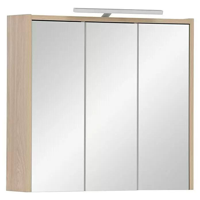 Schildmeyer LED-Spiegelschrank Juba/Flag - B x H: 65 x 64 cm, Mit Beleuchtung, Holz, Eiche, Eiche Hell - Diagonale Ansicht