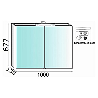 LED omarica z ogledalom (Š x G x V: 100 x 15 x 68 cm, LED)