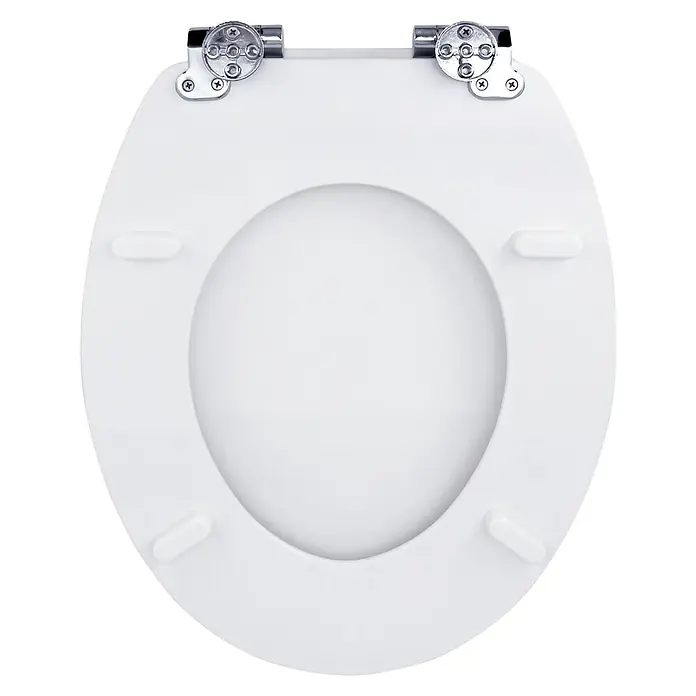 Poseidon Tapa de WC Seramiko - MDF, Blanco, Con caída amortiguada - Asiento de inodoro blanco con accesorios cromados, limpio e higiénico. La superficie lisa del asiento del inodoro garantiza comodidad y fácil limpieza.