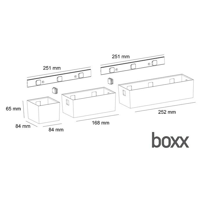 essensa Aufbewahrungsbox-Set Boxx (Kunststoff, Grau)