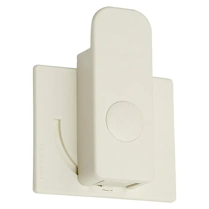 Abus Backofentür-Verschluss Nina - Weiß, Kleben - Nahaufnahme einer weißen Wandhalterung für Ethernet-Kabel, ideal für eine saubere und organisierte Netzwerkverkabelung im Haus oder Büro.