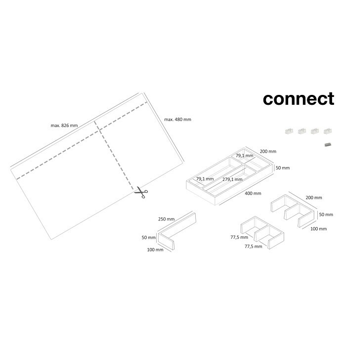 essensa Schubladeneinsatz-Set ConnectKunststoff, Dunkelgrau Sketch