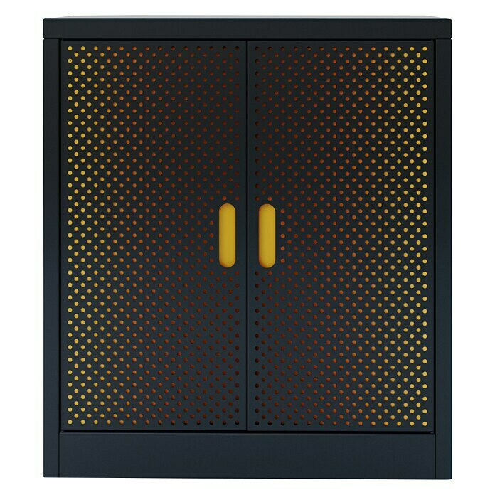 Metallschrank Fleysen (L x B x H: 40 x 80 x 90 cm, Schwarz/Orange, Traglast: 40 kg/Boden, Anzahl Türen: 2 Stk.) | BAUHAUS