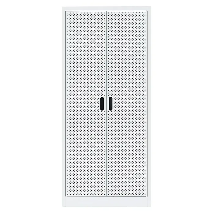 Fleysen Metall-Mehrzweckschrank - L x B x H: 40 x 80 x 180 mm, Grau/Schwarz, Anzahl Türen: 2 Stk. - Schrank mit perforierten Türen und Griffen. Der Schrank hat ein minimalistisches Design und ist ideal für moderne Räume.