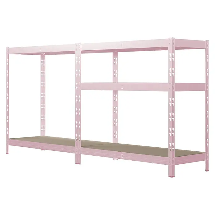 Regalux Metallregal - H x B x T: 180 x 90 x 40 cm, Traglast pro Boden: 175 kg, Anzahl Böden: 5 Stk., Rosa, Stecken - Lagerregal mit zwei Ebenen, ideal für Organisation. Robuste Konstruktion für vielseitige Lagerbedürfnisse.