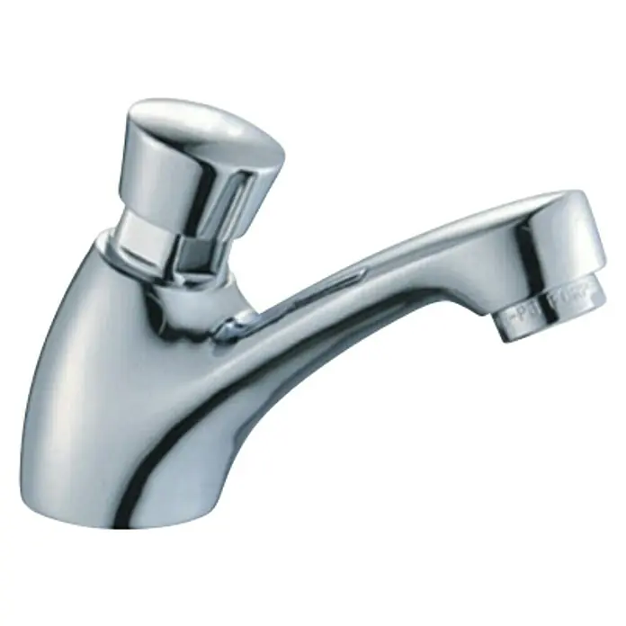 Cosmobath Grifo de lavabo Tukik -  - Grifo monomando cromado brillante con un mando redondo. El grifo tiene un diseño elegante y curvo.