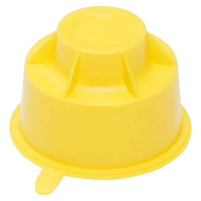 Toyotomi Tapón de transporte - Apto para: Estufas de parafina - Recipiente de plástico amarillo con tapa plana y borde circundante. Ideal para guardar objetos pequeños o como cubierta protectora.