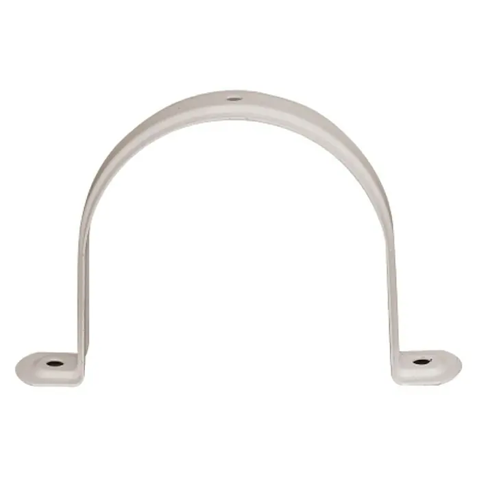 Practic Abrazadera de pared fija - Diámetro: 110 mm, Blanco - Una abrazadera metálica brillante para tubos que sujeta de forma segura una tubería. Ideal para instalaciones de fontanería.